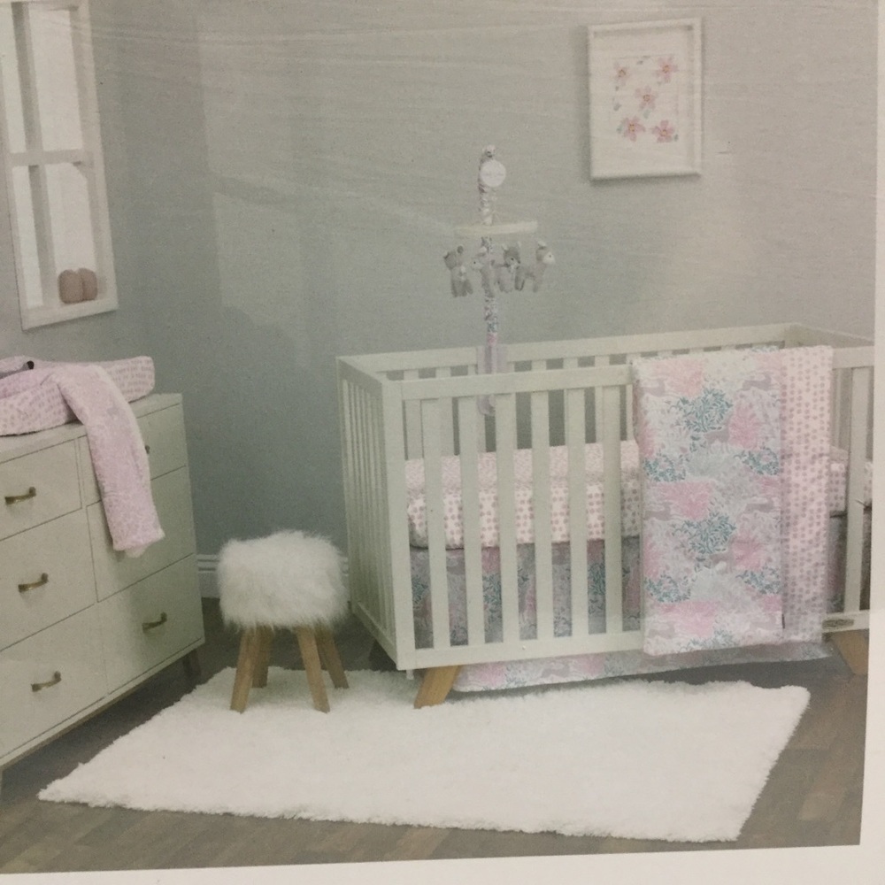 Dwell Studio Sweet Fawn Deer/Forest 3 pc Crib Set Babies R Us $169 NEW - Picture 5 of 6